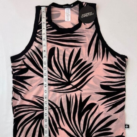 Andrew Christian Size L Sheer Mesh Tank Top - Pink Sand/Black - Picture 3 of 8